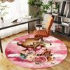 1pc Bear Flowers Round Chair mat office Area Rug - Non-Slip, Floor Mat for Office, Bedroom, and Indoor Decor p127297