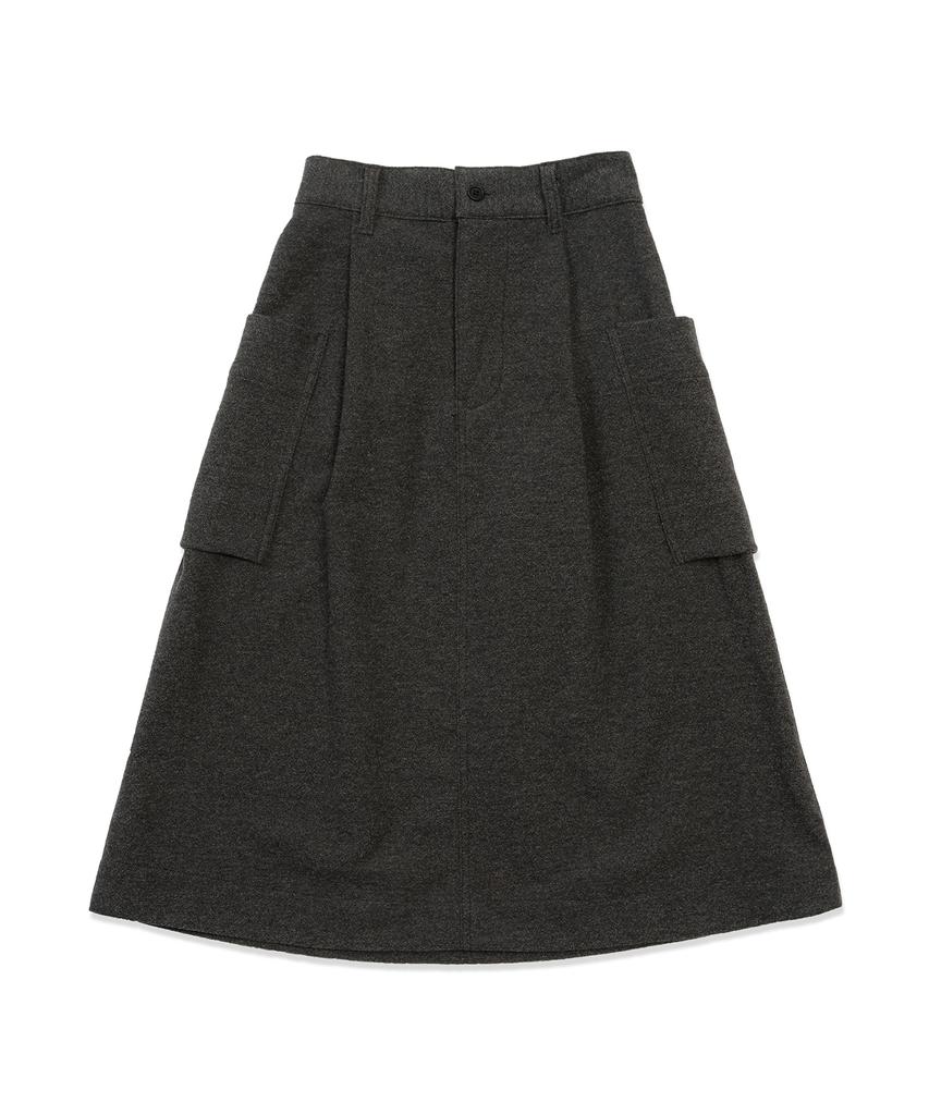 Cotton Bell Out-Pocket Wool Skirt - Wool Charcoal