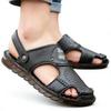100% Genuine Leather Summer Shoes Mens Sandals Fashion Brand Male Footwear Flat Non-slip Cow Leather Summer Holiday Shoes