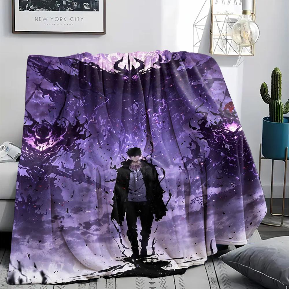 1PC Solo Leveling Print Flannel Blanket, High quality Comfortable for All Seasons, Home Decor, Warmth and Comfort, Perfect for Christmas Gifts170