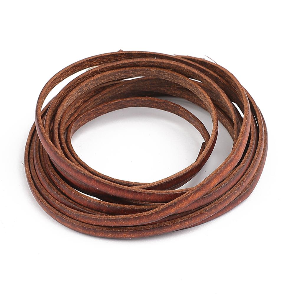 High Quality 2M Retro Natural Genuine Leather Cord 1.5-10mm Round/Flat Cow Leather Rope DIY Craft Bags Leather Craft