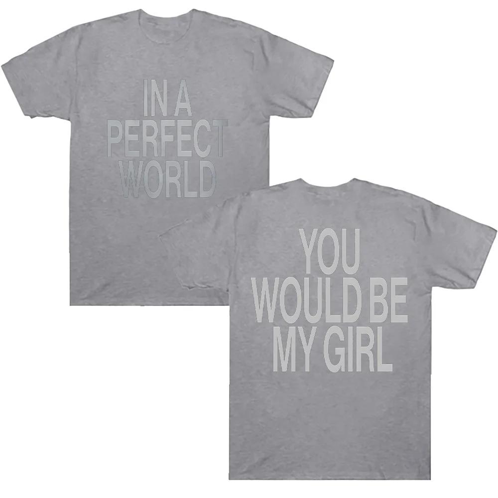 The Kid LAROI Album Merch T-Shirts Perfect World Tee Baumwoll-T-Shirt Unisex-T-Shirt Rundhals Kurzarm Kleidung Ästhetische T-Shirts