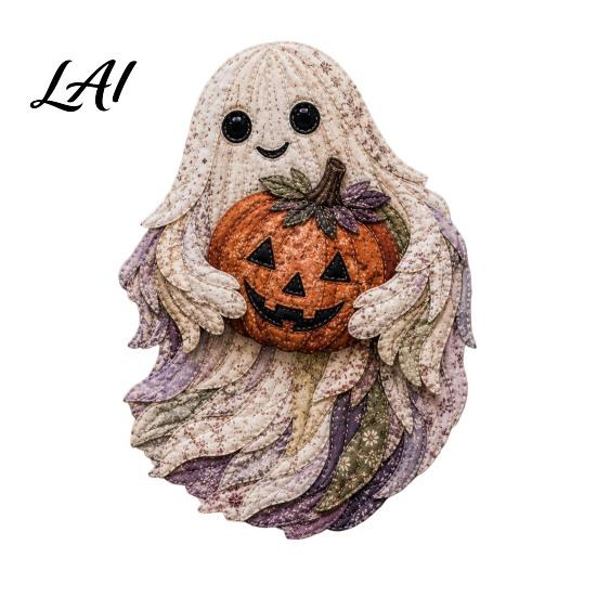 Halloween Party Home Decor Patchwork DIY Kit Fabric Sewing Kit with Owl Skeleton Soft Printed Cotton Ghost Witch Designs Crafting for Seasonal