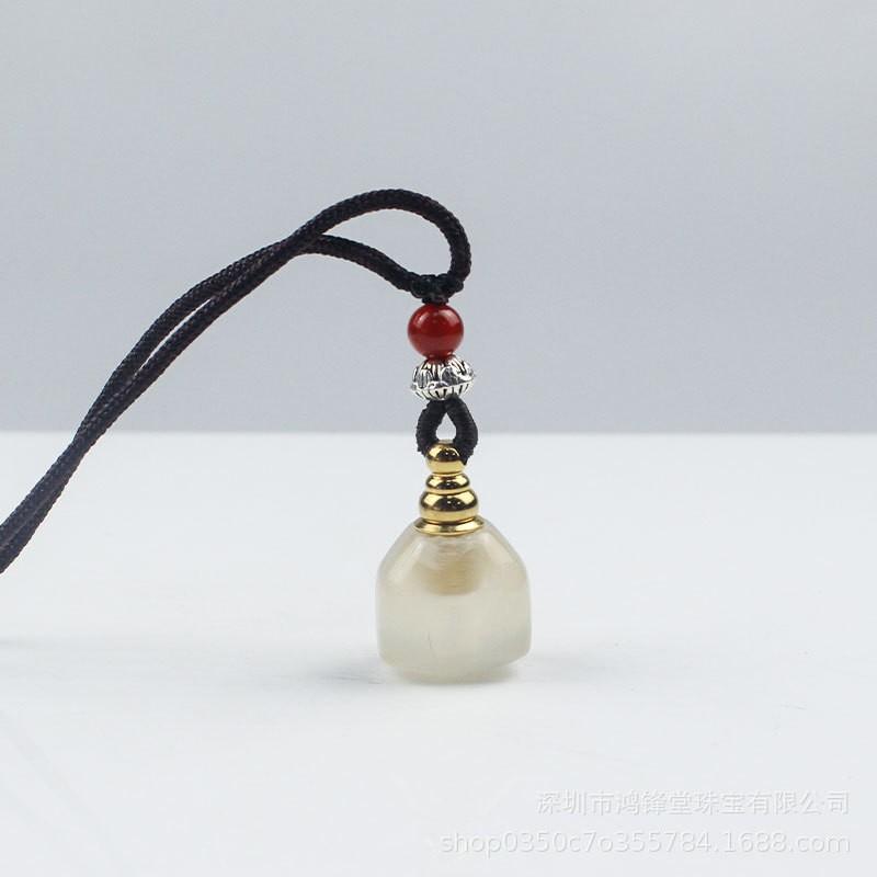 Natural Agate Chalcedony Hollow Pendant Bottle Shape Mini Vial Necklace Spiritual Protection Aromatherapy