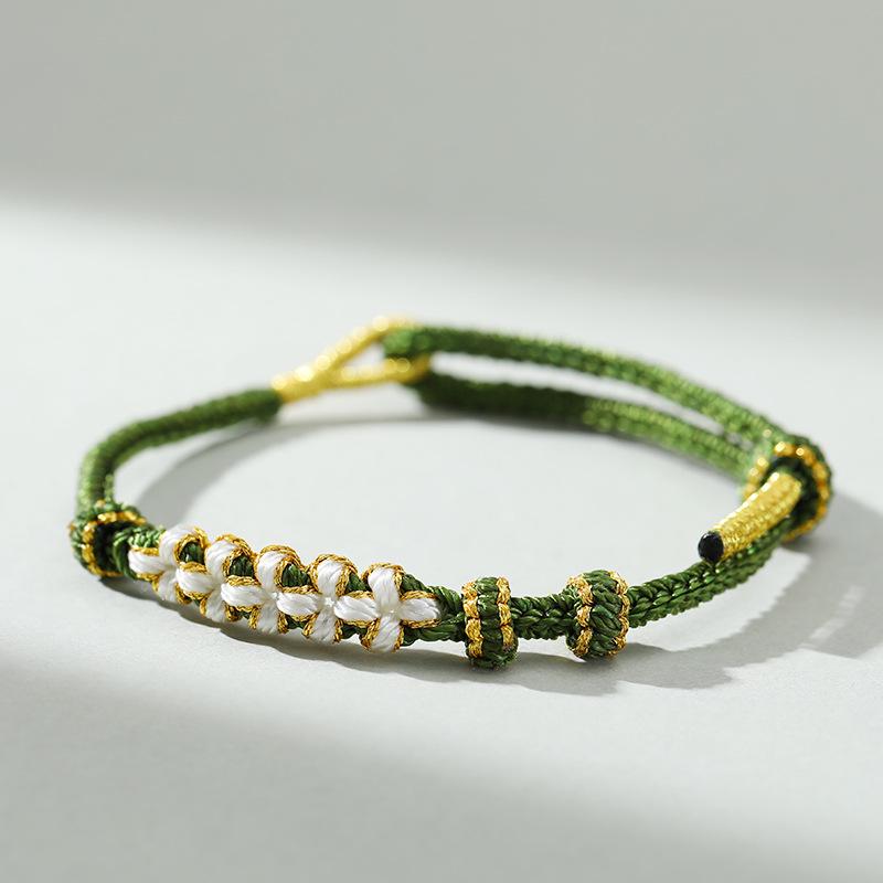 Dragon Boat Festival Peach Blossom Knot Bracelet - Five-Color DIY Beaded Rope for Couples