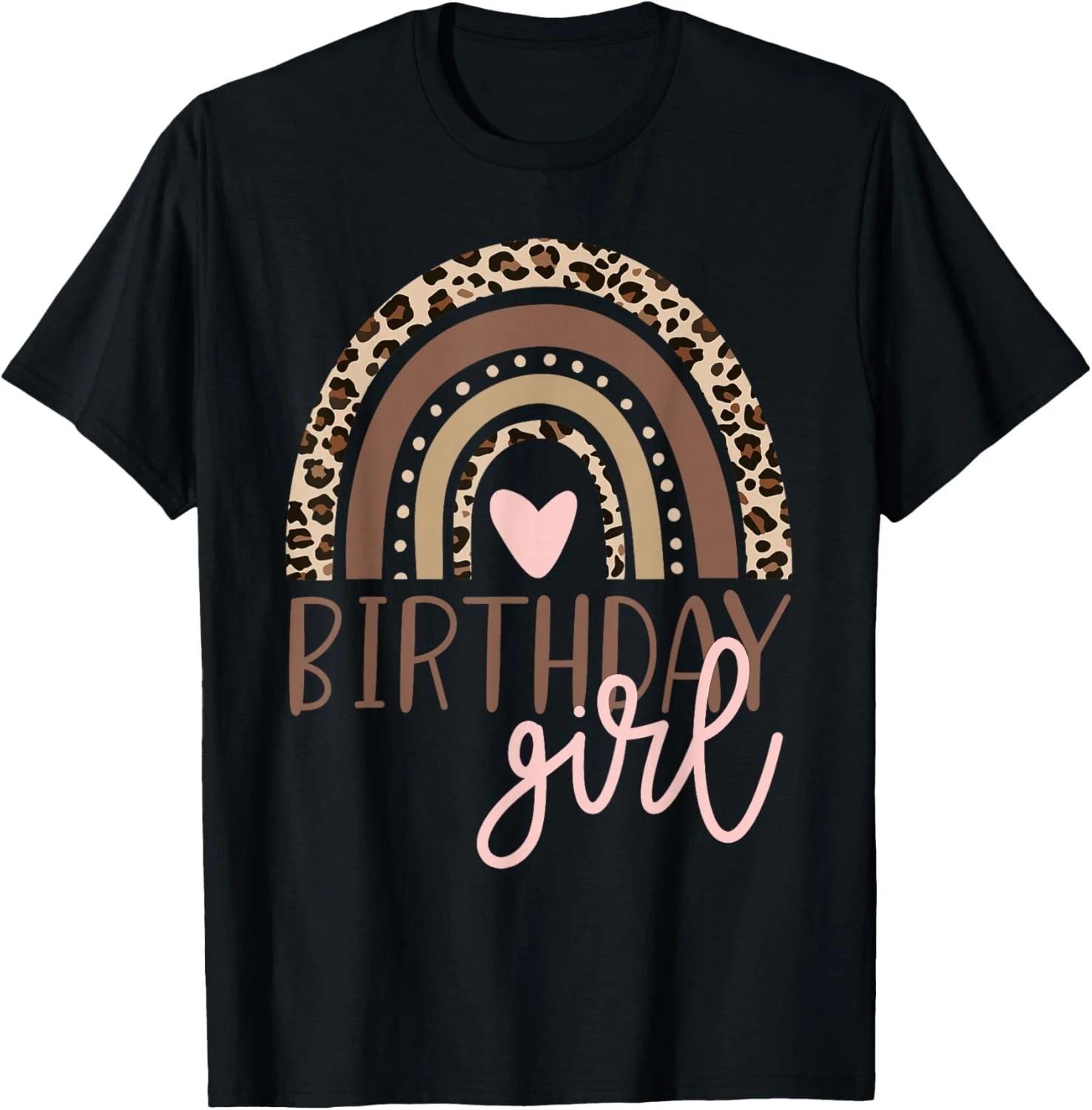 

Birthday Girl Leopard Rainbow Birthday Party Family T-Shirt 4XL