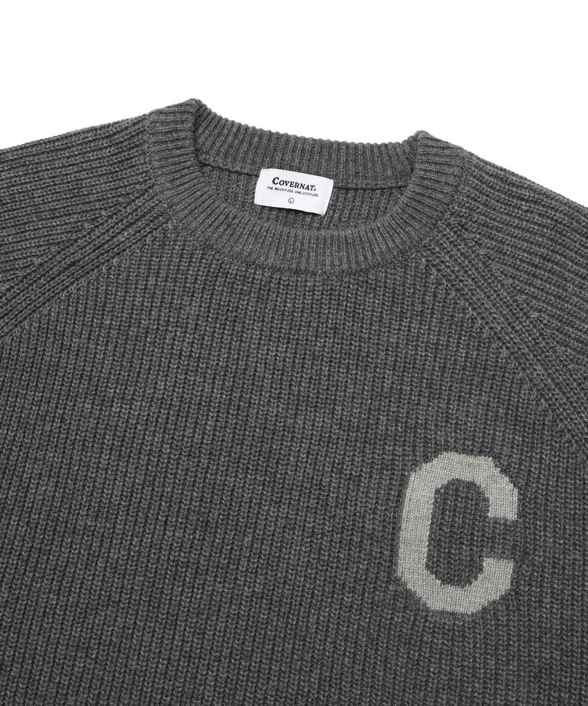 COVERNAT Middle C Logo Crewneck Knit Melange Gray