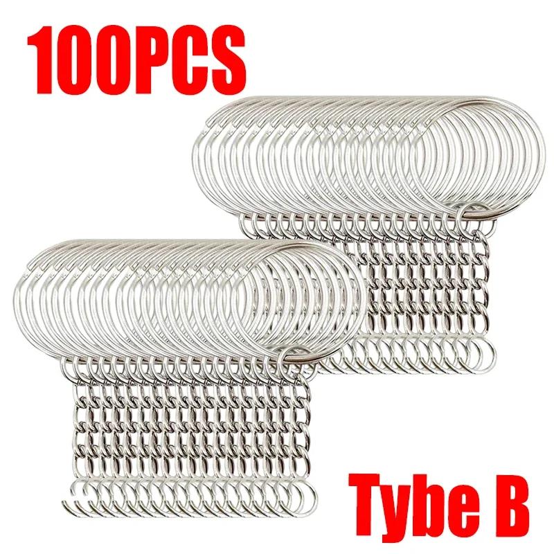 20/50/100pcs Metal Keyring Keyfob Stainless Steel Anti-rust Key Holder Keychains Pendant Key Ring 30mm/25mm/20mm