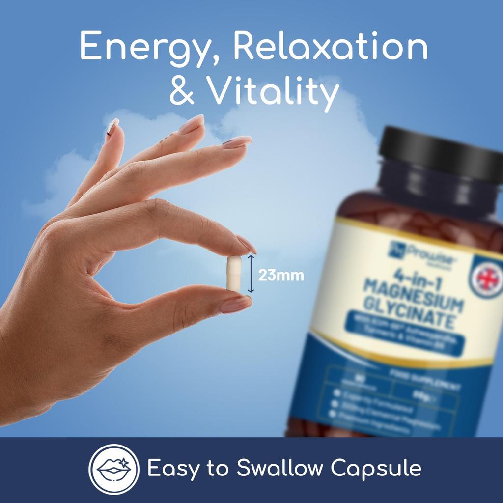 4-in-1 Magnesiumglycinat mit KSM-66 Ashwagandha, Kurkuma und Vitamin B6