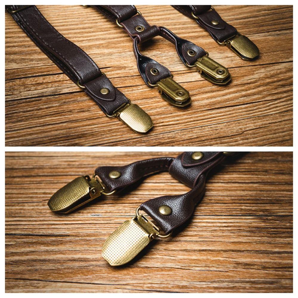 Brown Leather Suspenders Black Suspender Clip Simple Suspenders for Men  Gift