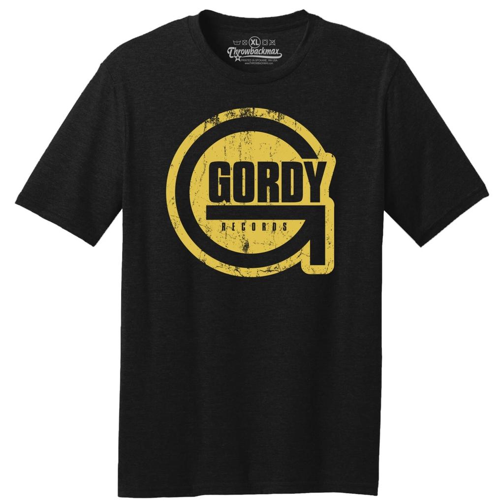 Throwbackmax Gordy Record Label Classic Cut, Premium Tri-Blend Black T shirt