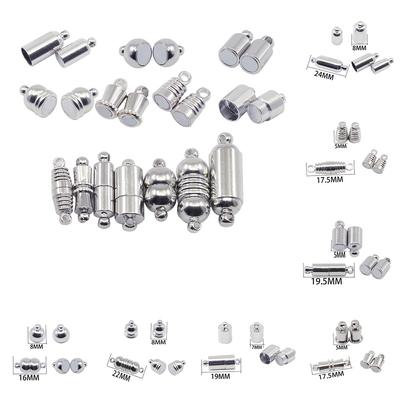 10Pcs/Lot Stainless Steel Rhodium Color Magnetic Clasps for DIY Leather Bracelets Necklace Connectors Jewelry Making Findings