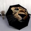 1pc Leopard Face Automatic Open/Close Umbrella - Compact Travel Umbrella with 8-Rib Durable Frame, Lightweight & Portable Design z35