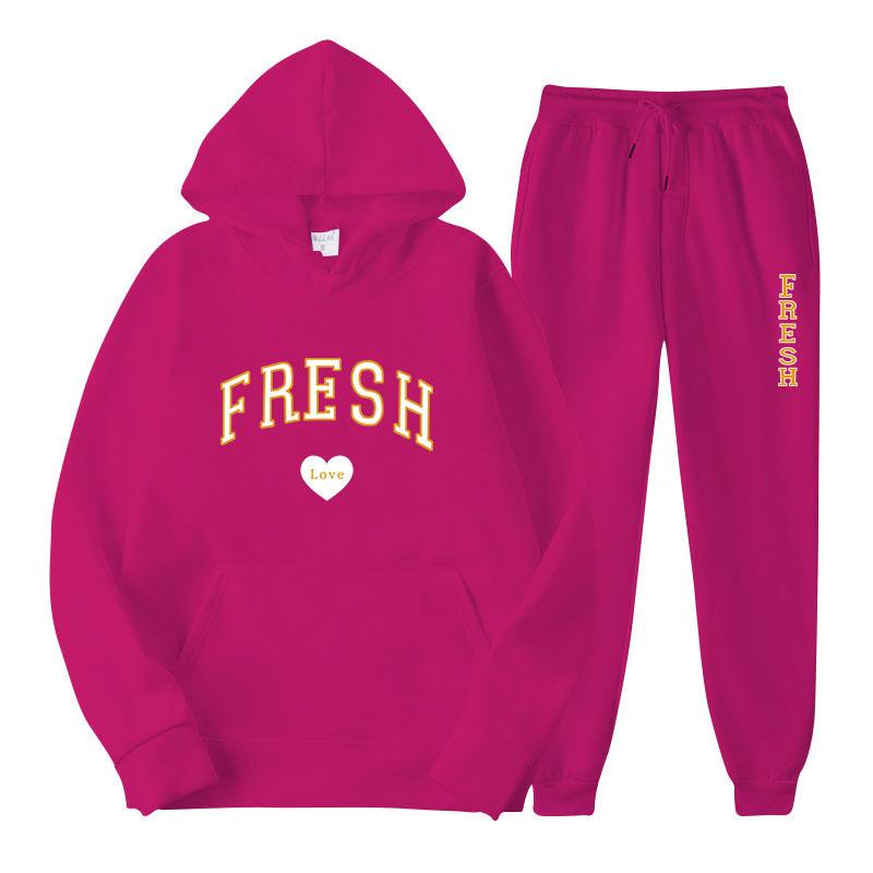 Winter New Men's Casual Sports Loose Personalized Print Youth Fashion Trend Personal Wear Hoodie Set