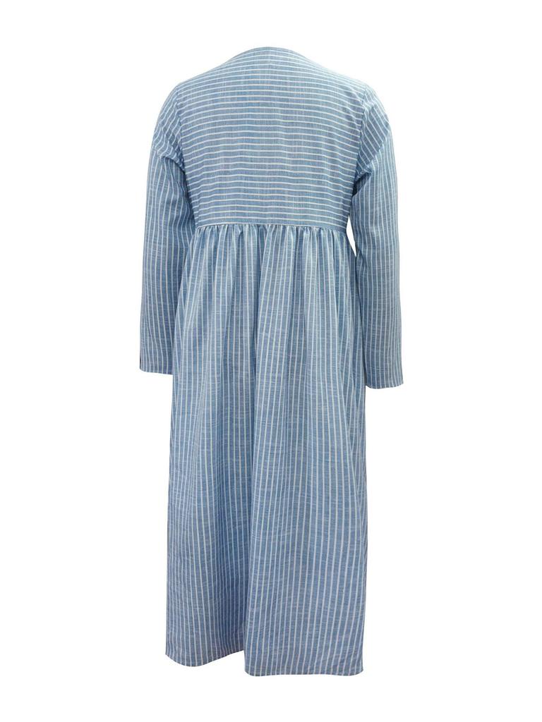 2023 Autumn Casual Loose Striped Long Sleeve Dress