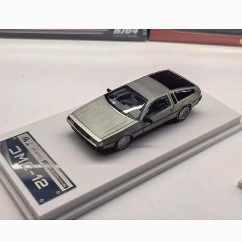 

MJ 1:64 Назад у майбутнє Машина часу DMC-12 DeLorean Литий металевий модельний автомобіль Статична колекція Прикрашені Святкові Подарунки Іграшки