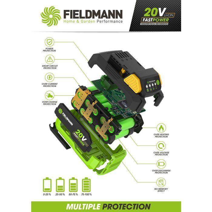 Batterie Li-Ion - FIELDMANN - FDUZ 79020 - 20 V - 2 Ah - Indicateur de charge LED - Compatible gamme Fast Power