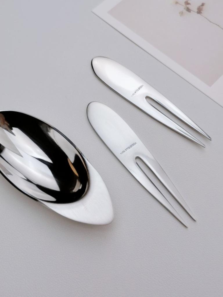 Stainless Steel Fruit Dessert Forks European-style Personality Household Tableware 304 Mooncake Fork Kitchen Creative Dip Bowl