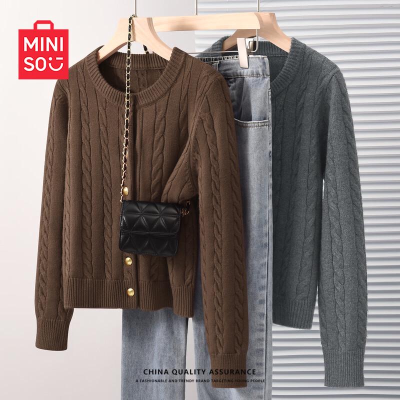 MINISO Women's Thickened Cable Knit Cardigan