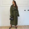 2023 Warm Long-Sleeved Woolen Lace-Up Women's Coat for Autumn/Winter
