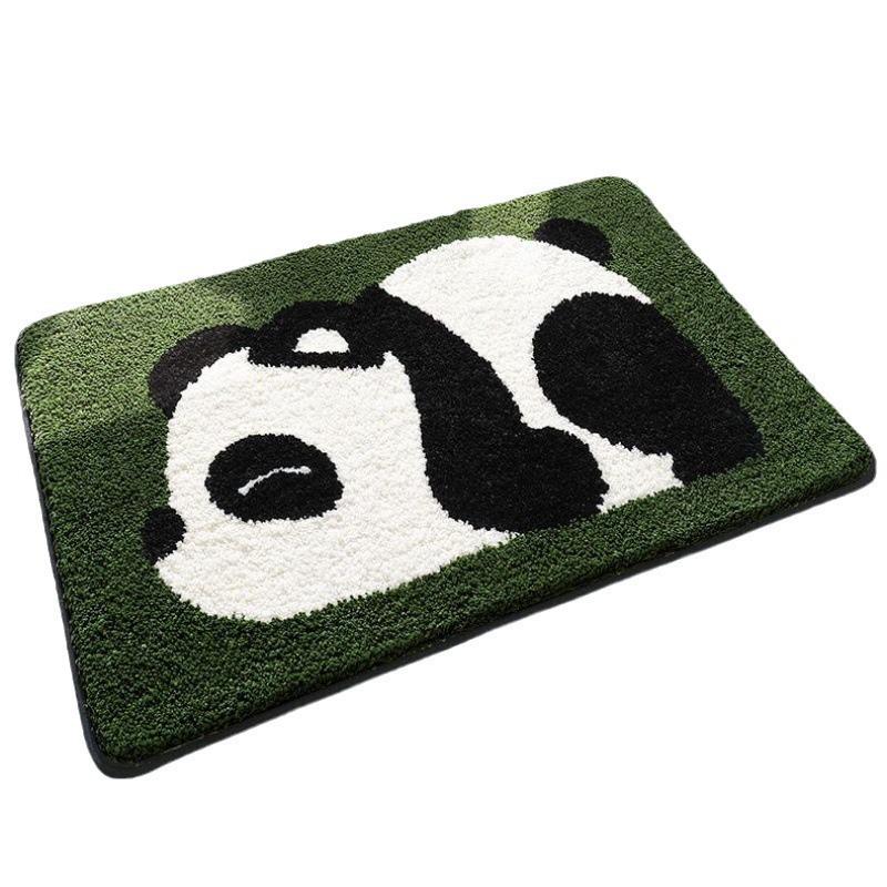 Kreskówkowy Panda Mata Łazienkowa Chłonna Woda - Sztuczny Kaszmir, Odporna na Plamy, Idealna do Toalety, Przedpokoju lub Sypialni.