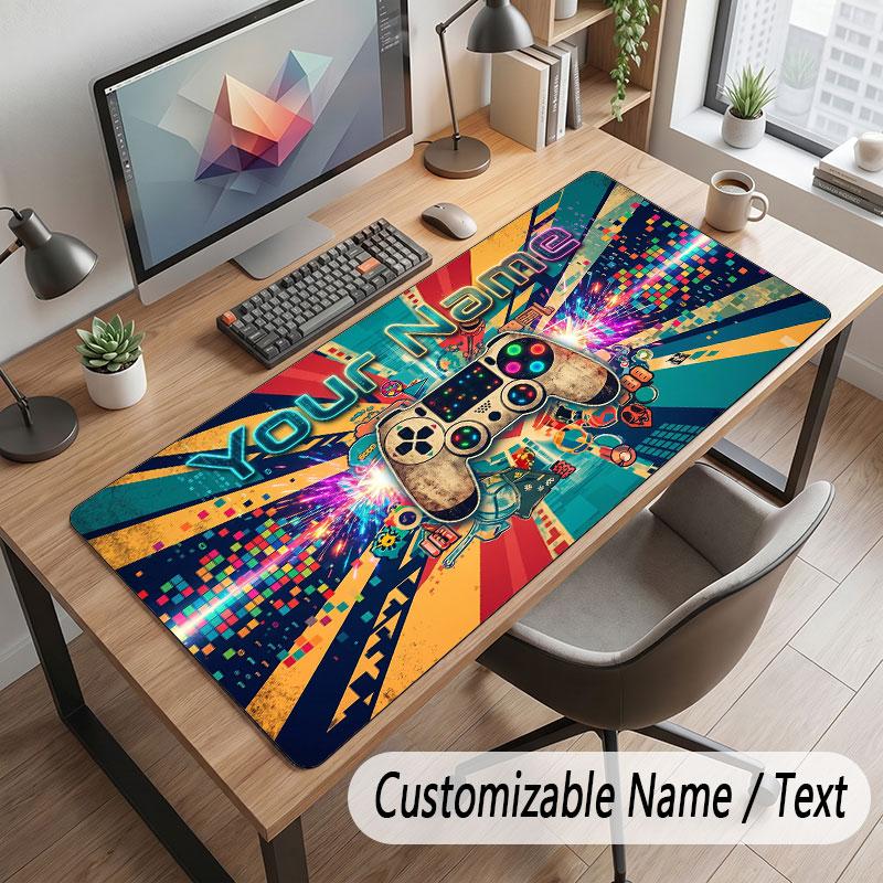 Game Controller Theme Customized Mouse Pad Personalized Print Name Text Desk Mat For Home Office Table Decor
