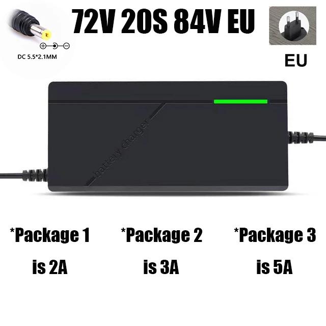 12V 24V 36V 48V 60V 72V Charger Lithium Li-ion Battery Pack 12.6V 29.4V 42V 54.6V 67.2V 84V  Smart Fast Charging Plug Charger