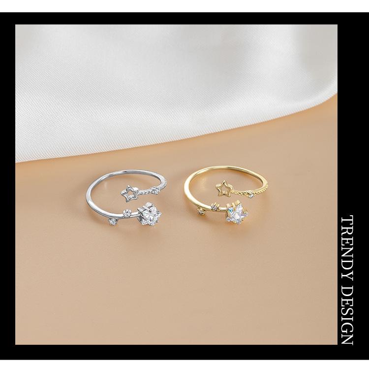 Banyan Baum S925 Silber Stern Zirkon Ring - Damen Luxus Hohles Design