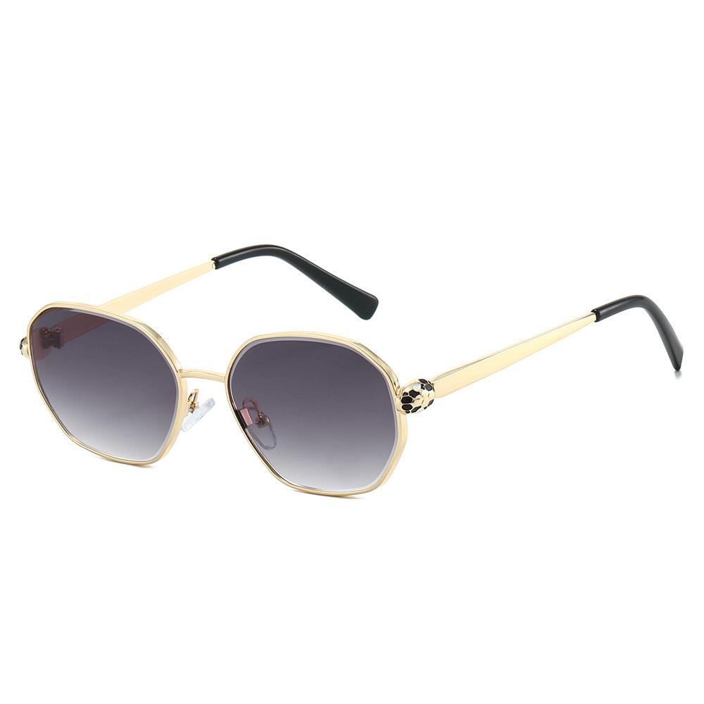 Metal snakehead sunglasses, European and American personalized YK catwalk retro hexagonal sunglasses