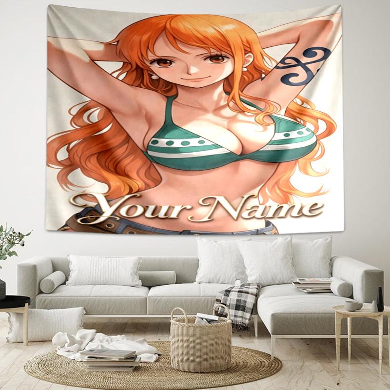 Personalized Name Nami Tapestry, Wall Hanging Tapestry, Pattern Tapestry for Dorm Bedroom Living Room Wall Art Photography Backdrop