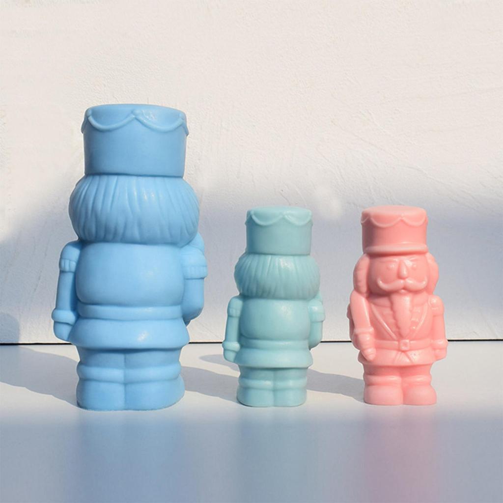 Christmas Candle Molds Reusable Holiday Nutcracker Christmas Molds Silicone Candle Resin Casting For Wax Plaster Epoxy Soap Clay