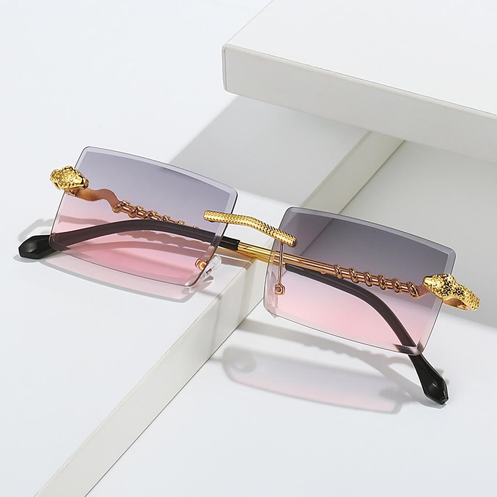 Vintage Rimless Mens Sunglasses Rectangle Frameless Sunglasses for Men Women Used for Driving Traveling Hiking Eye Protection