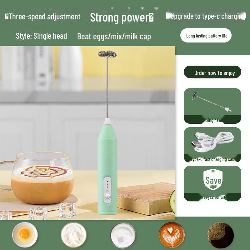 

Електричний ручний спінювач молока та збивач для яєць 306 Double Spring Stirring Rod світло-зелений колір