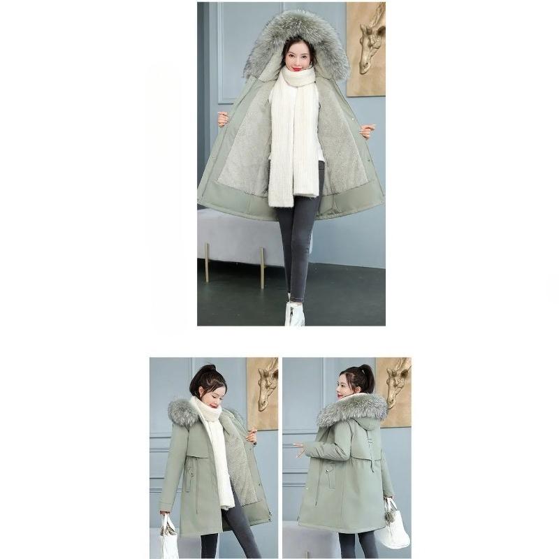 Thicken Parkas Winter Jacket Casual Long Coat Wool Liner Hooded Parkas Fur Collar Warm Snow Outwear