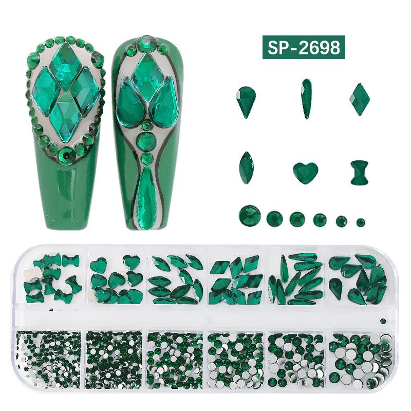 12-Grid Irregular Transparent AB Glass Diamonds for Nail Art