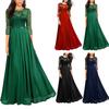 Bridesmaid Dress for Women Lace Patchwork Formal Gowns Crew Neck Chiffon Long Dress Wedding Guest Dress