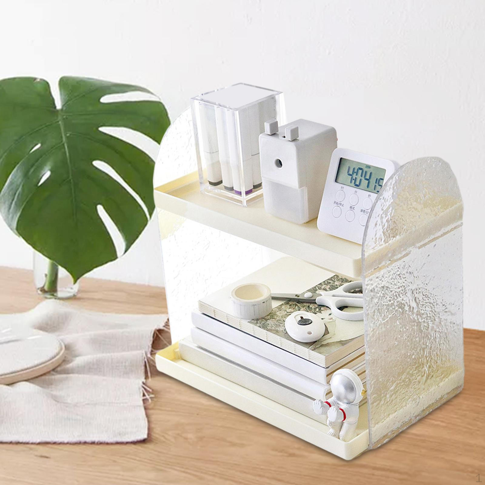 

Органайзер для хранения на столе, подставка для косметики и канцелярских принадлежностей, прозрачный дисплей для мелочей жёлтый