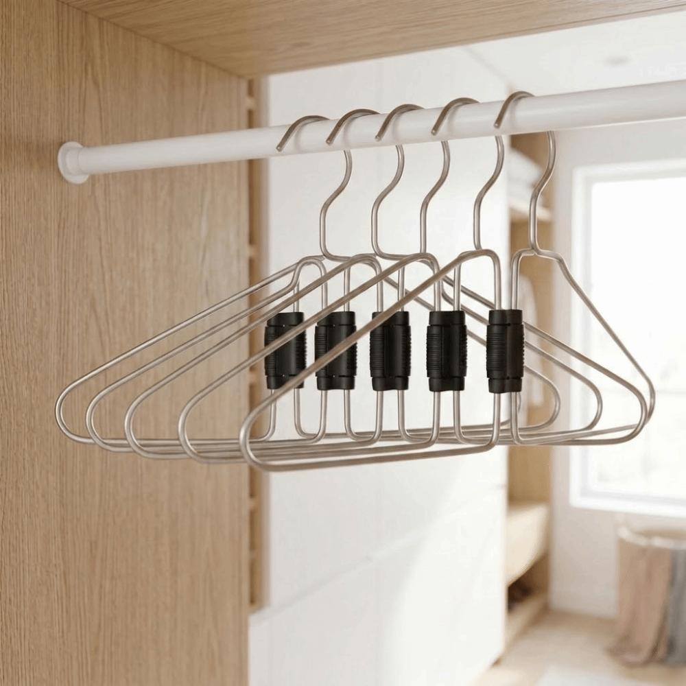 Non-Slip Foldable Metal Hangers Portable Stainless steel Closet Organizers Adjustable silver color Space Saving Hangers