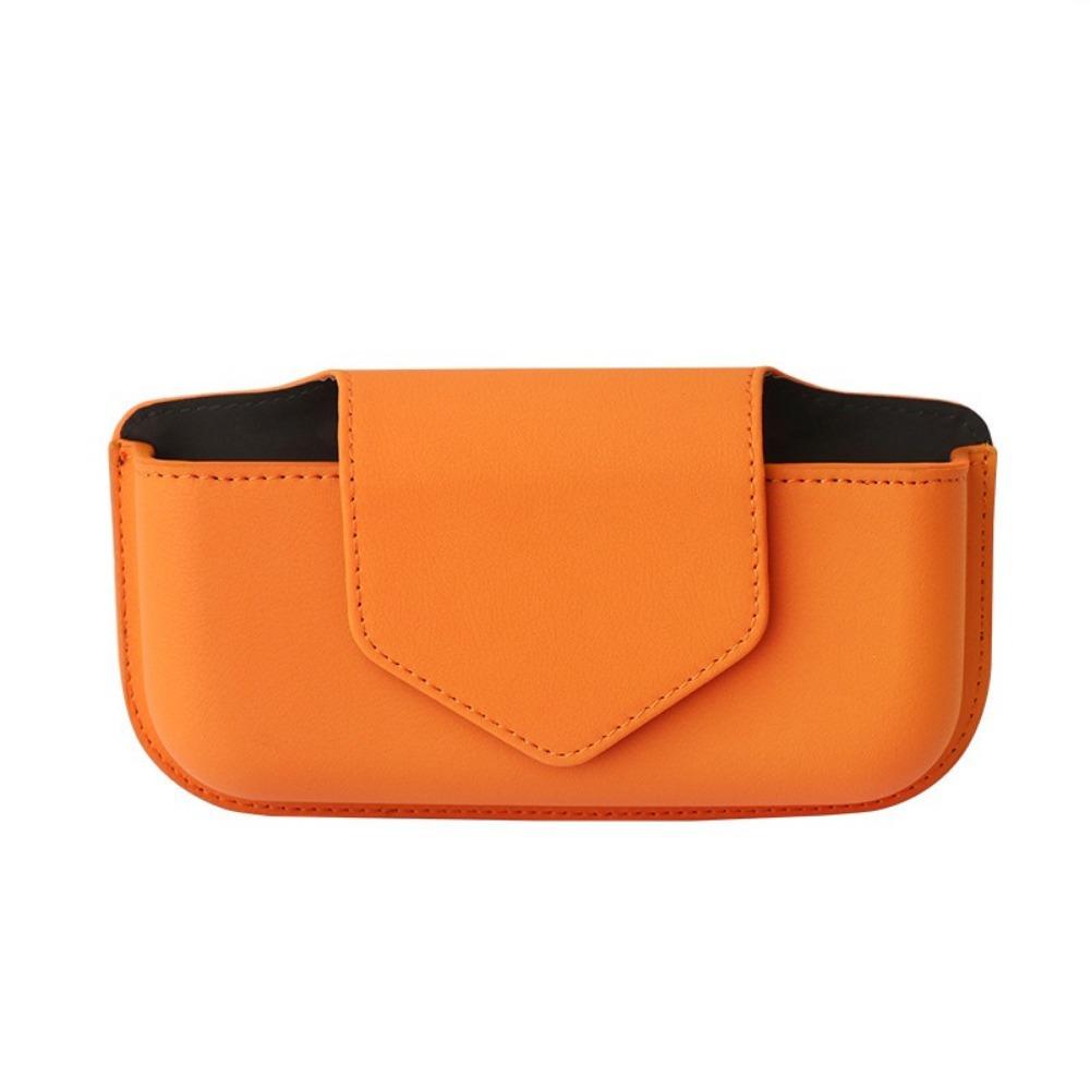 Magnetic Auto Sun Visor Glasses Holder PU Leather Sunglasses Clip  Sunglasses Storage оранжевый