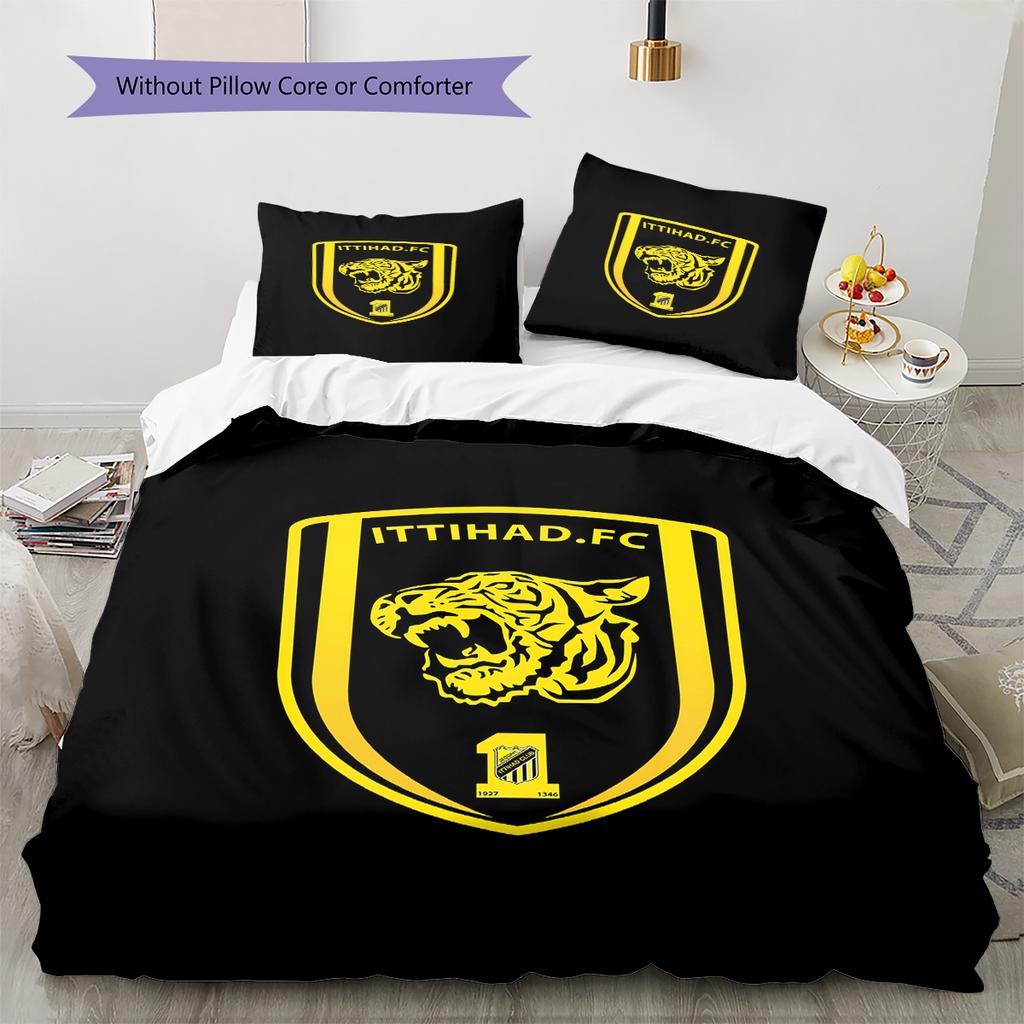 Al-Ittihad Club Pattern Bedding,Quilt Set Quilt Cover Pillowcase Home Birthday Gift (1 * duvet cover + 2 * pillowcase, without core)