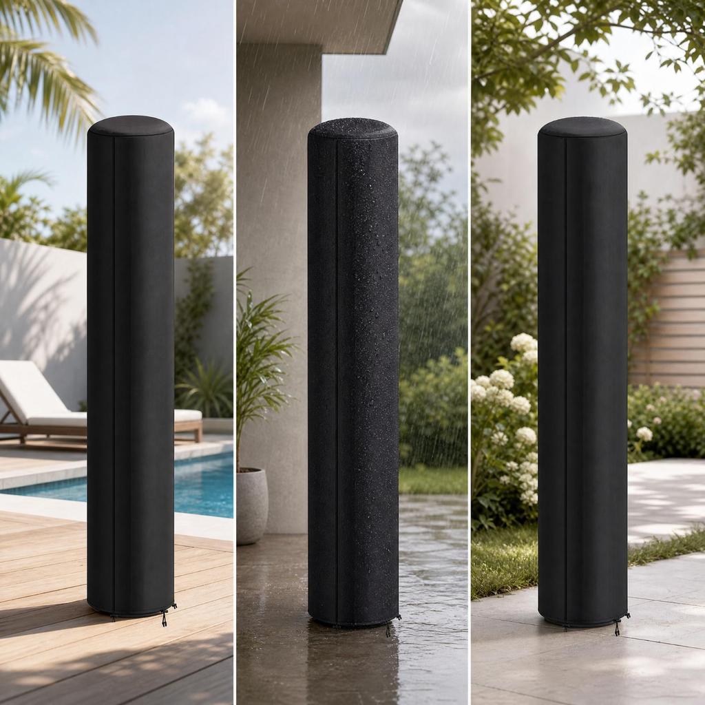 Cylindrical Solar Shower Guard Cover Adjustable for Garden
