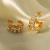  Stainless Steel mitation Pearls Fashion C Stud Earrings Prevent Allergy Metal Exquisite Waterproof Jewelry Gift