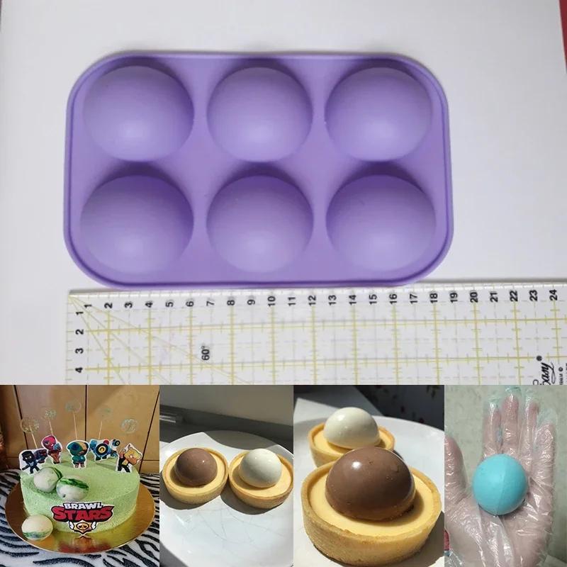 Baking Utensils, Kitchen Tools for 3D Baking, Chocolate Hemispherical Cake Mold, 6-hole Silicone Baking Mold