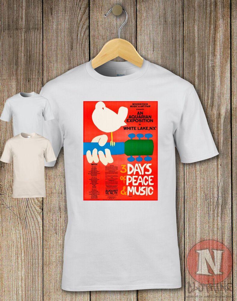 

Festival de Woodstock Camiseta 60 s Hippie Freedom Artes Música Blanco Lake Ny L