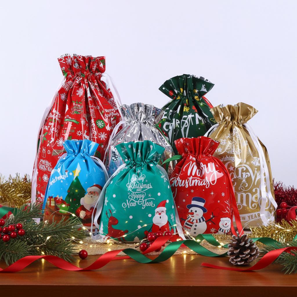 35PCS Christmas Gift Wrapping Pouches with Tags Xmas Present Wrapping Bags Xmas Present Bags for Presents Gift & Christmas Party