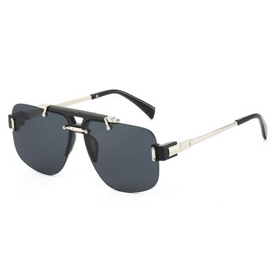 JYL Half Frame Pilot Sunglasses UV400 Unisex Oversized Punk Metal / 7019