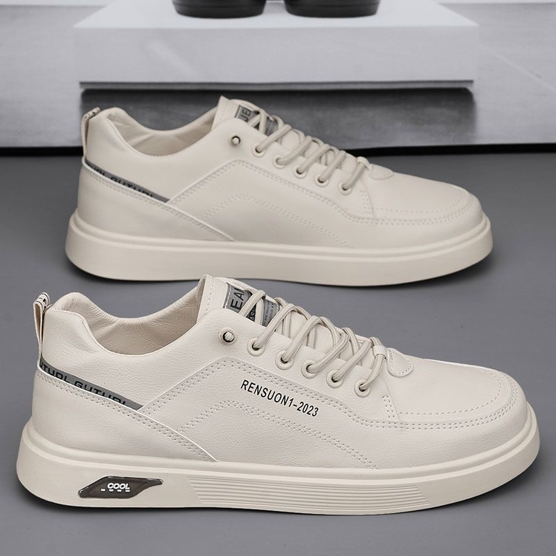 

Men s shoes 2025 new trend low-top casual leather shoes fashion versatile sports shoes men pedal white board shoes 39