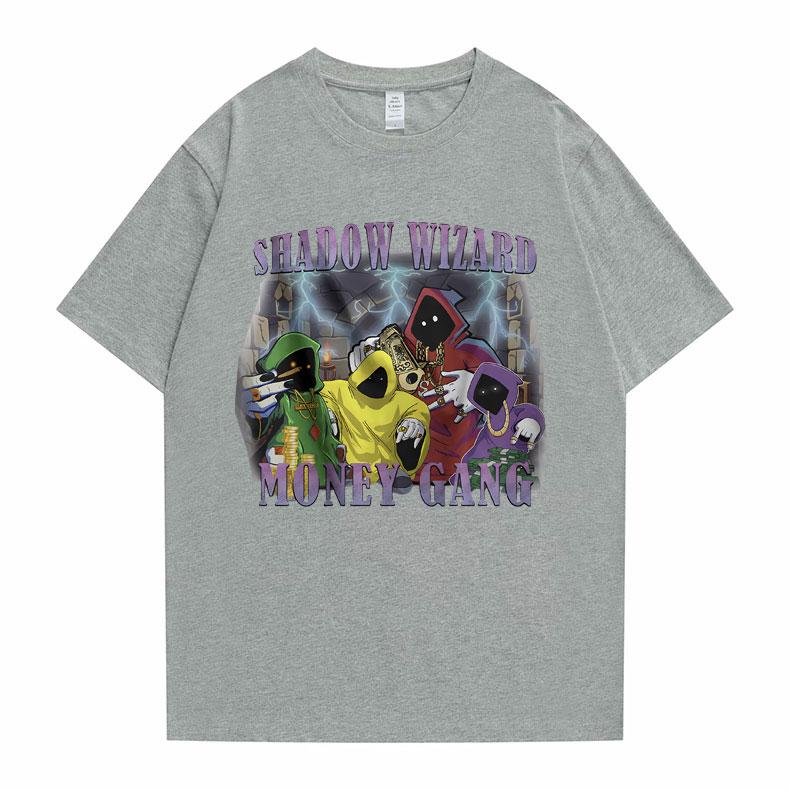 Shadow Wizard Money Gang Funny Meme Print Tshirt Men Casual 100 Cotton Oversized T Shirts Mens Vintage Tshirt Short Sleeve