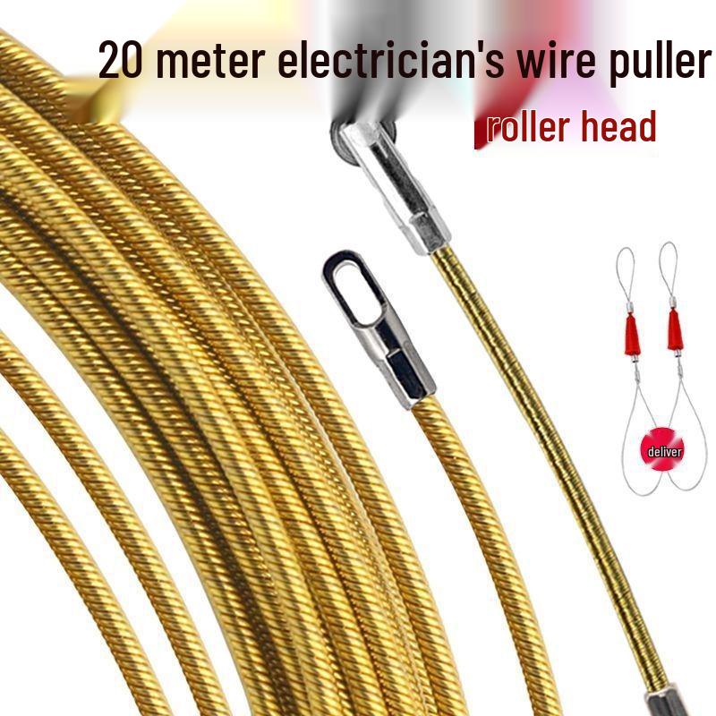 Elektriker Drahtzieher: Stahlfeder-Einziehband für verdeckte Glasfaserkabel mit Flachkopf