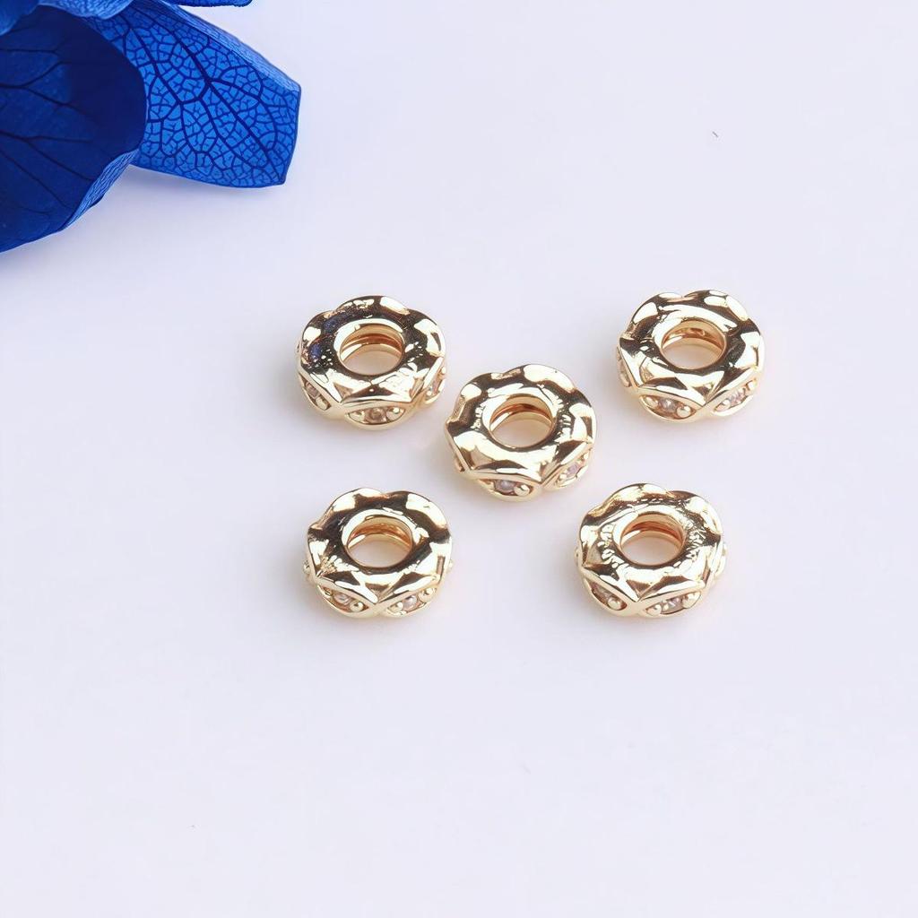 14K Gold-Filled Zirconia Twisted Rope Spacer Beads for DIY Jewelry